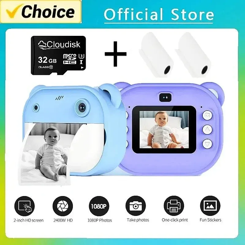 Instant Print Digital Camera - Black and White Photo
