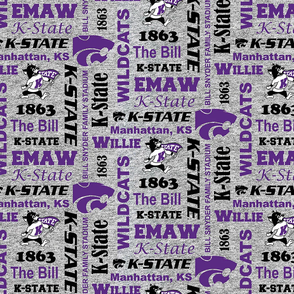 KANSAS STATE UNIVERSITY-Heather Verbiage Fleece-100% Polyester-KSU1162