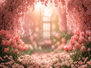 Kate Spring Tulip Floral Garden Fleece Backdrop Designed by Emetselch