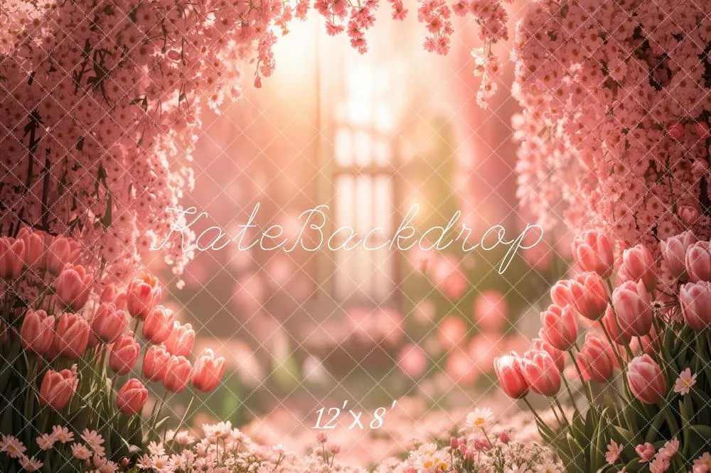 Kate Spring Tulip Floral Garden Fleece Backdrop Designed by Emetselch