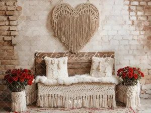 Kate Valentine Boho Heart Vintage Wall Fleece Backdrop Designed by Emetselch