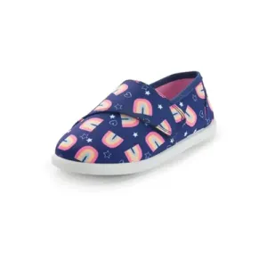 Kids Loafer Flat Slip On Canvas Sneakers Navy Rainbow - KKOMFORME