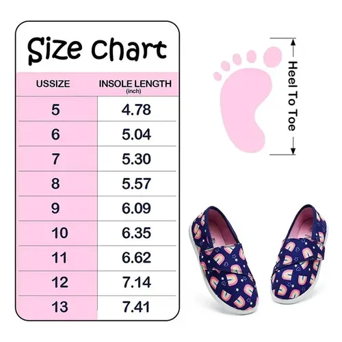 Kids Loafer Flat Slip On Canvas Sneakers Navy Rainbow - KKOMFORME