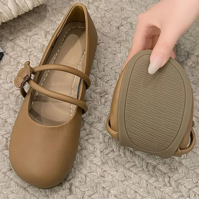 Lace-Up Flower-Decorated Soft-Soled Leather Shoes