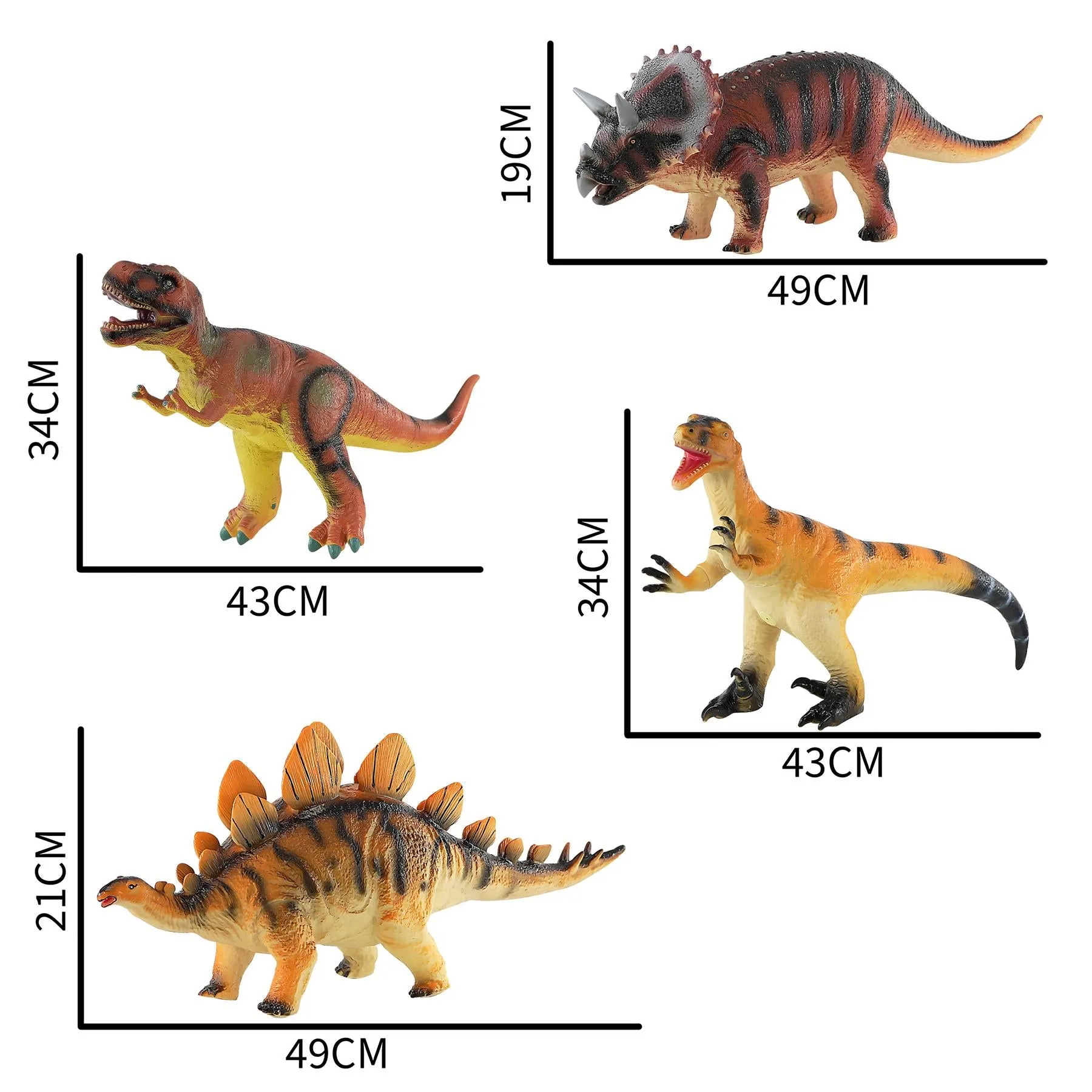 Large Dinosaurs Figures Set of 4