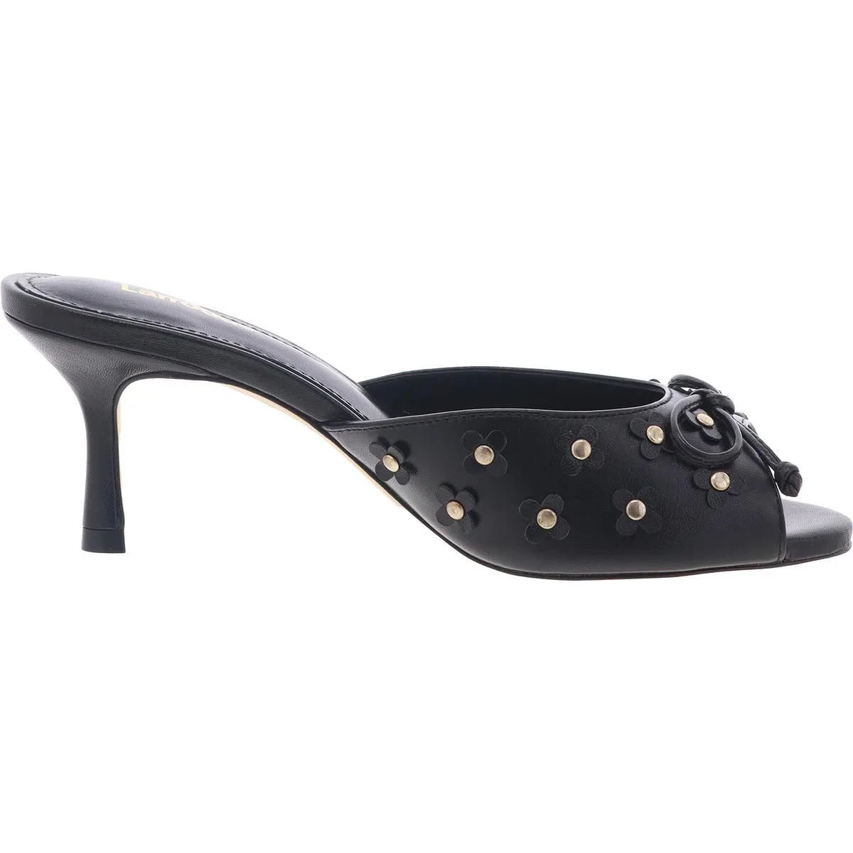 Larroude Womens Jasmine Mule Bow Leather Heels