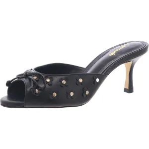 Larroude Womens Jasmine Mule Bow Leather Heels