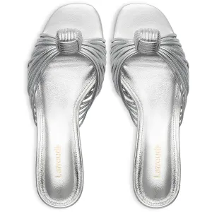 Larroude Womens Valerie Metallic Leather Mule Sandals