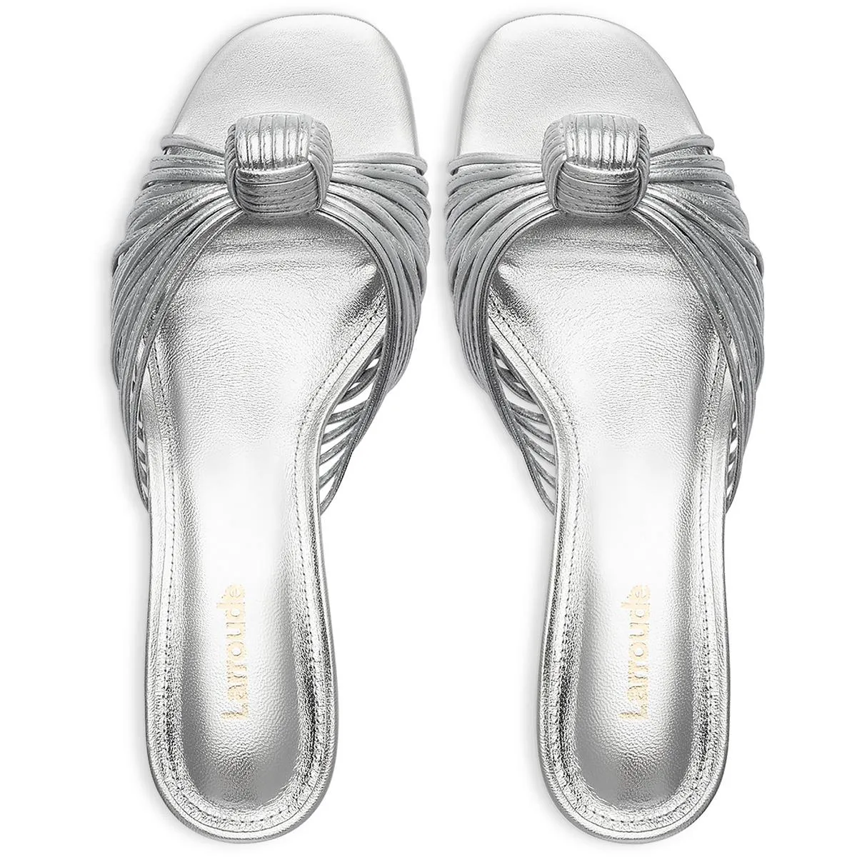 Larroude Womens Valerie Metallic Leather Mule Sandals