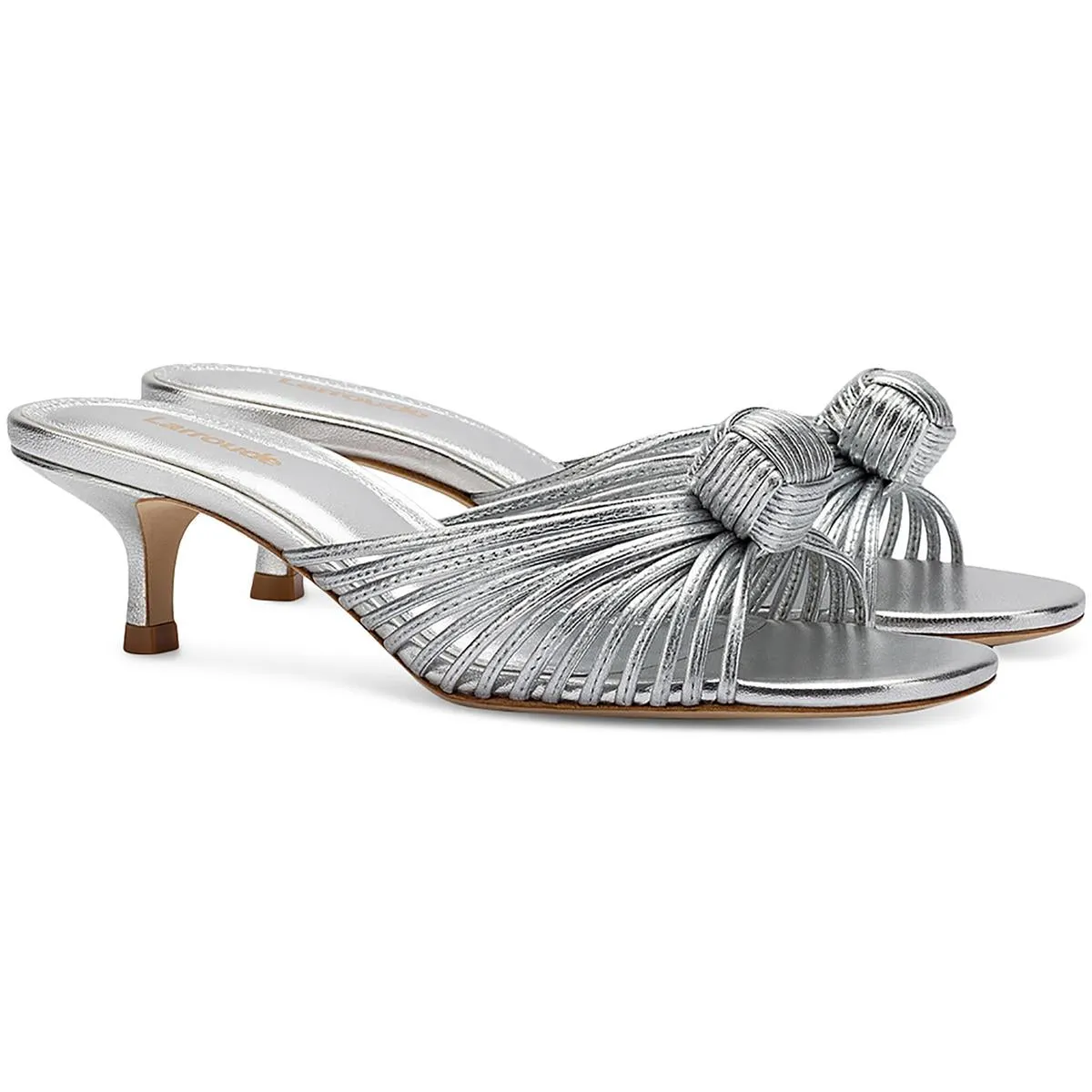 Larroude Womens Valerie Metallic Leather Mule Sandals