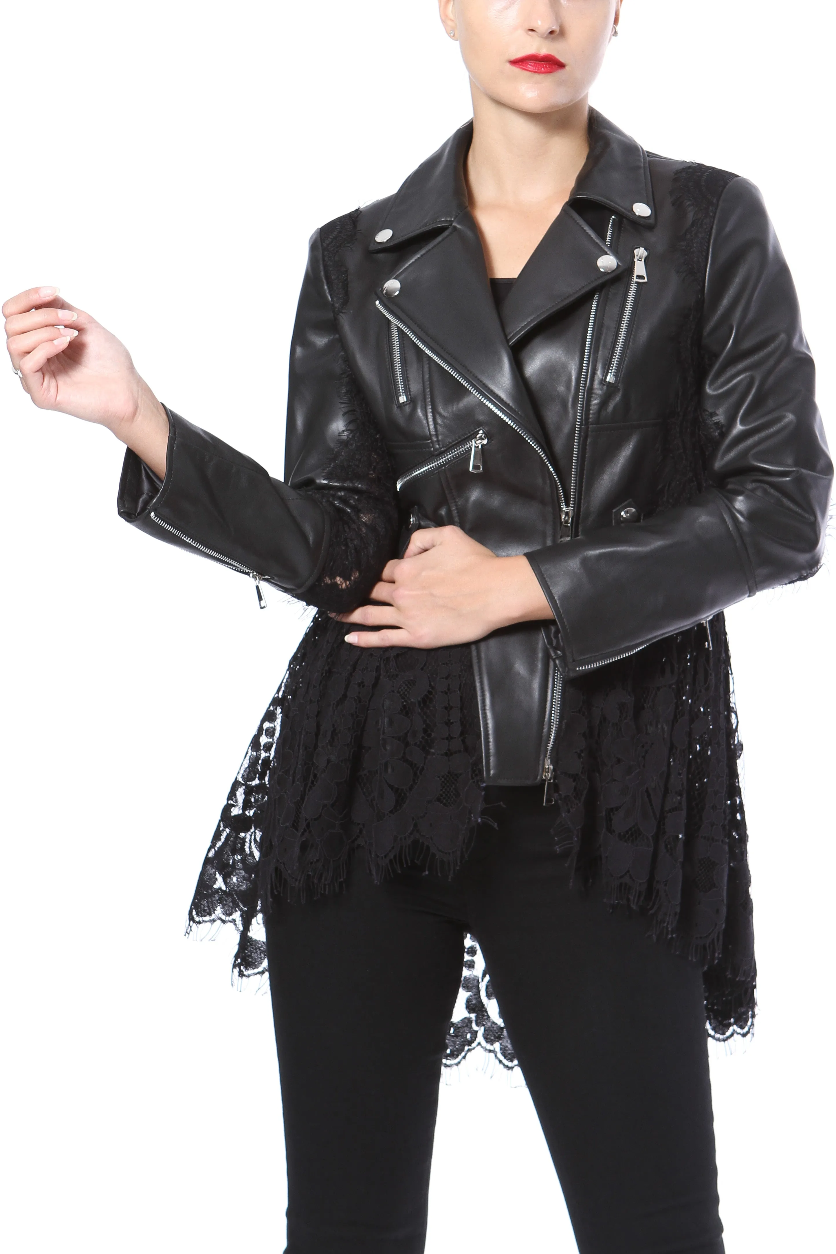 Leather & Lace Peplum Moto