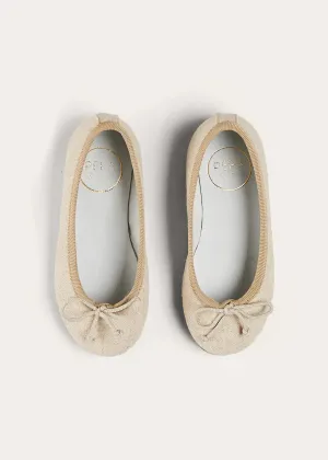 Linen Ballerina Shoes in Ivory (24-36EU)