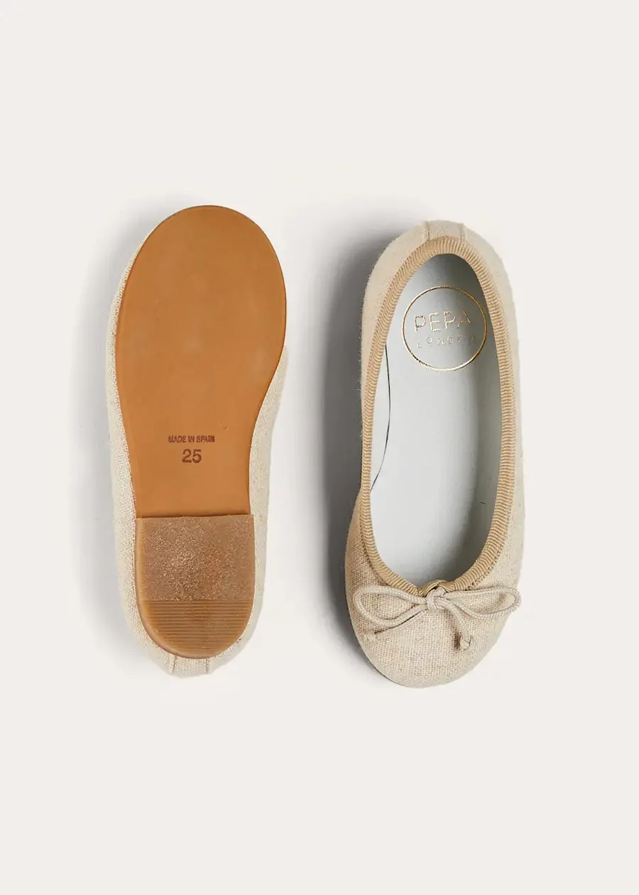 Linen Ballerina Shoes in Ivory (24-36EU)