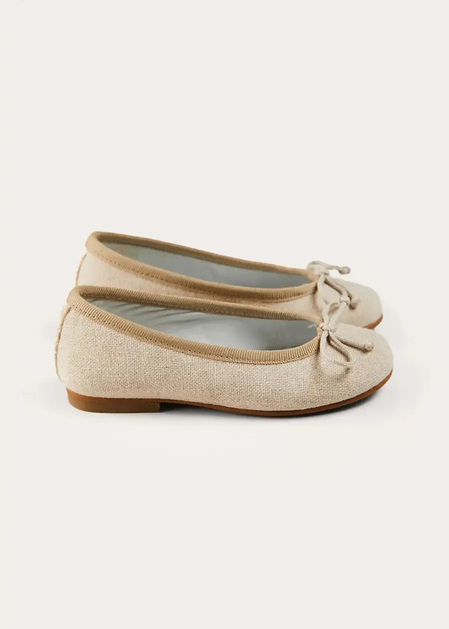 Linen Ballerina Shoes in Ivory (24-36EU)