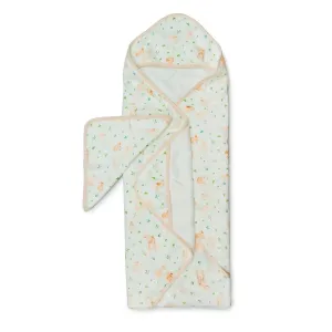 Loulou Lollipop Hooded Towel and Washcloth Set - Bunny Meadow