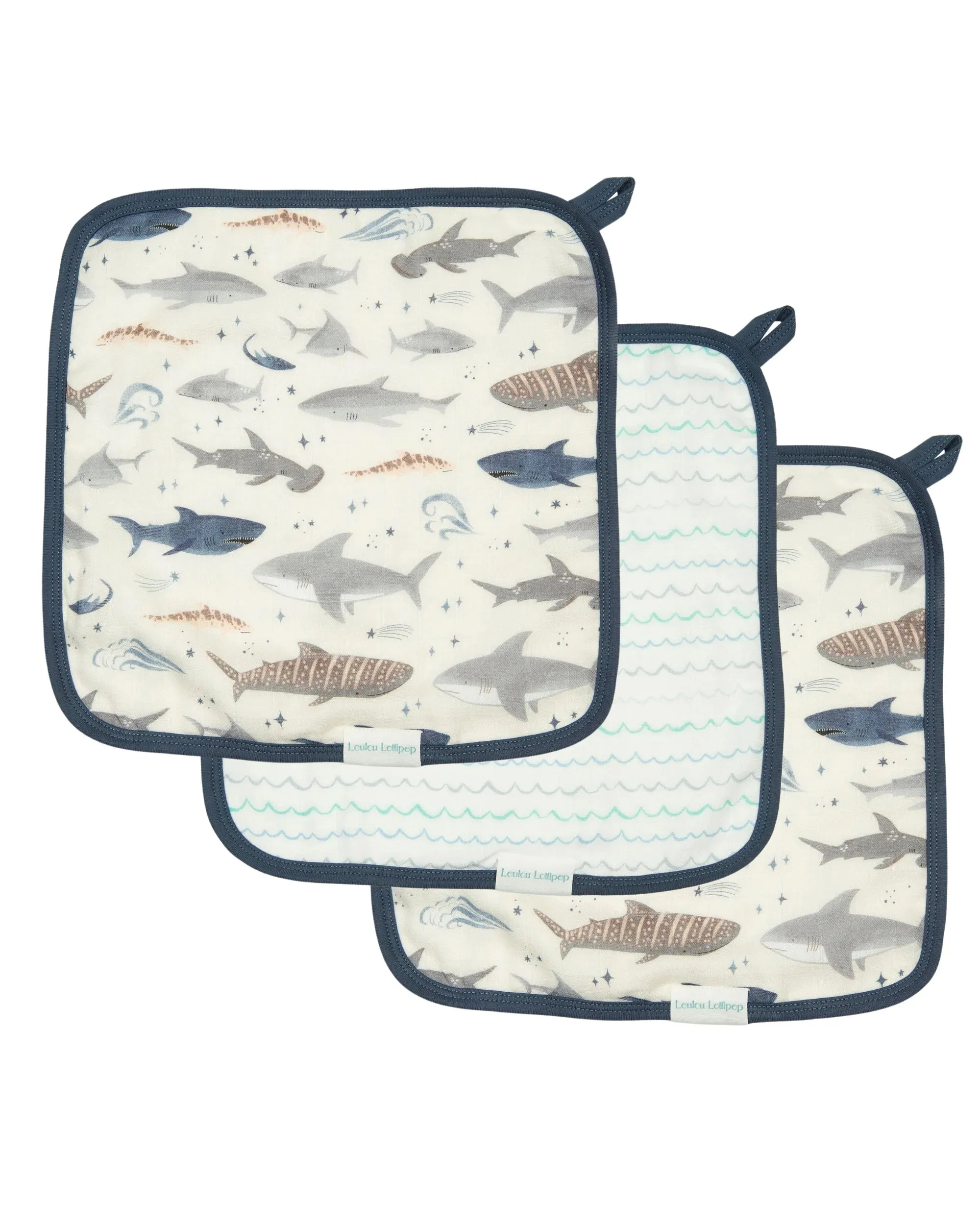 Loulou Lollipop Washcloth Set - Smiley Sharks