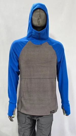 Men's Hoodie - Gray w/ Blue sleeves & hood