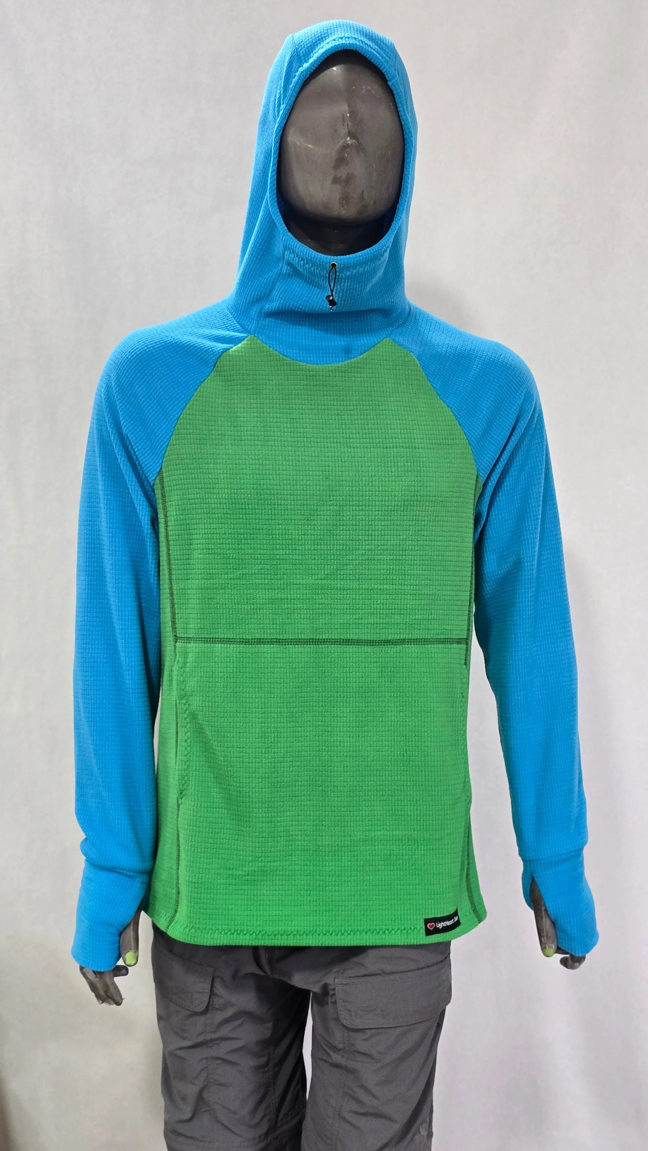 Men's Hoodie - Green w/ Sky Blue sleeves & hood