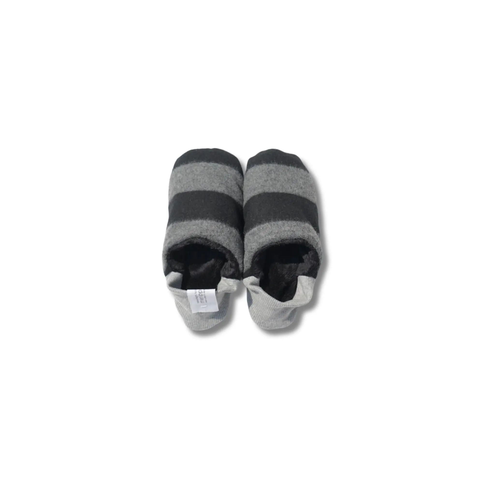 Merippa Slippers FW | Black Stripes & Grey Flannel Stripes × Fur