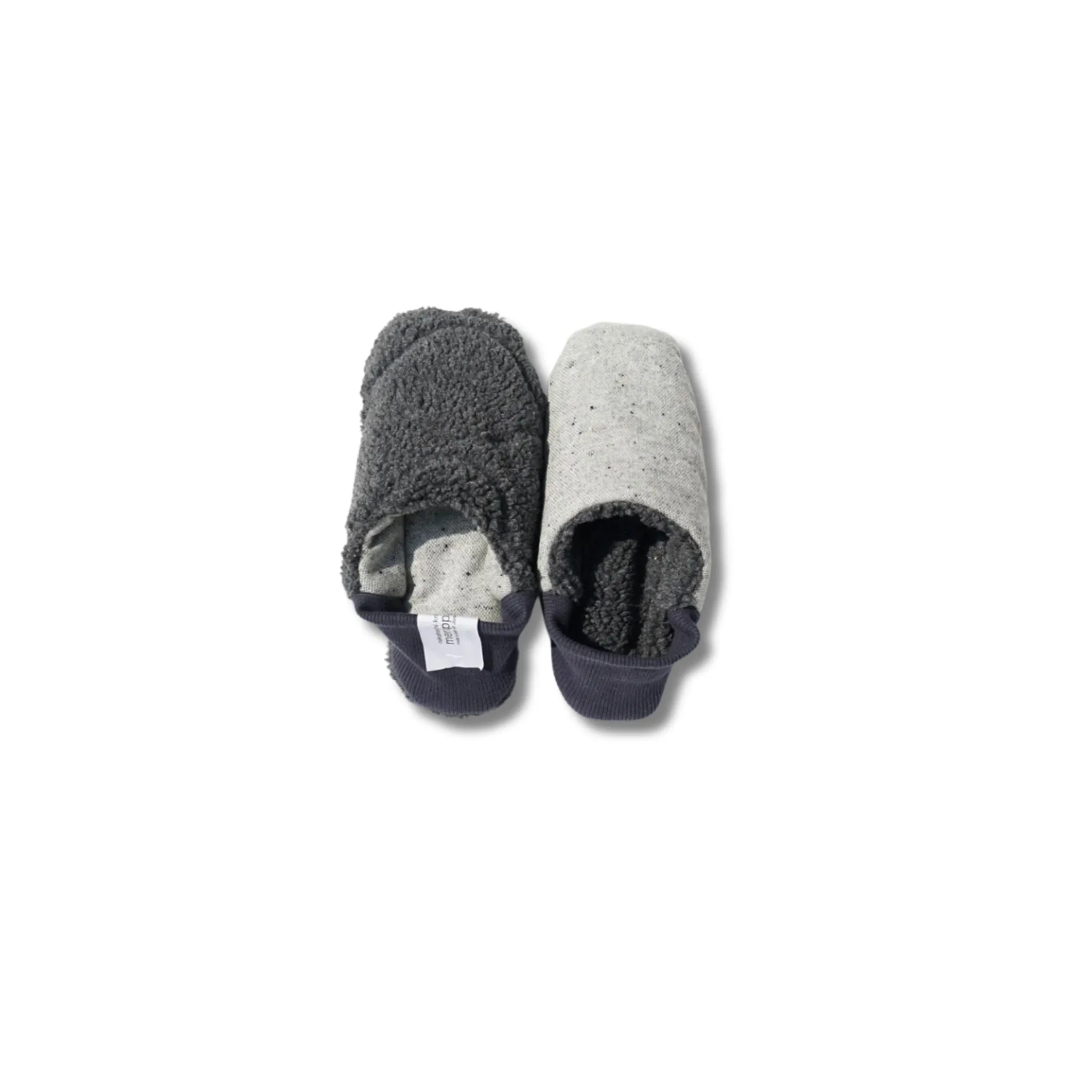 Merippa Slippers FW | Gray & Navy Quilting Boa x Wool Nep