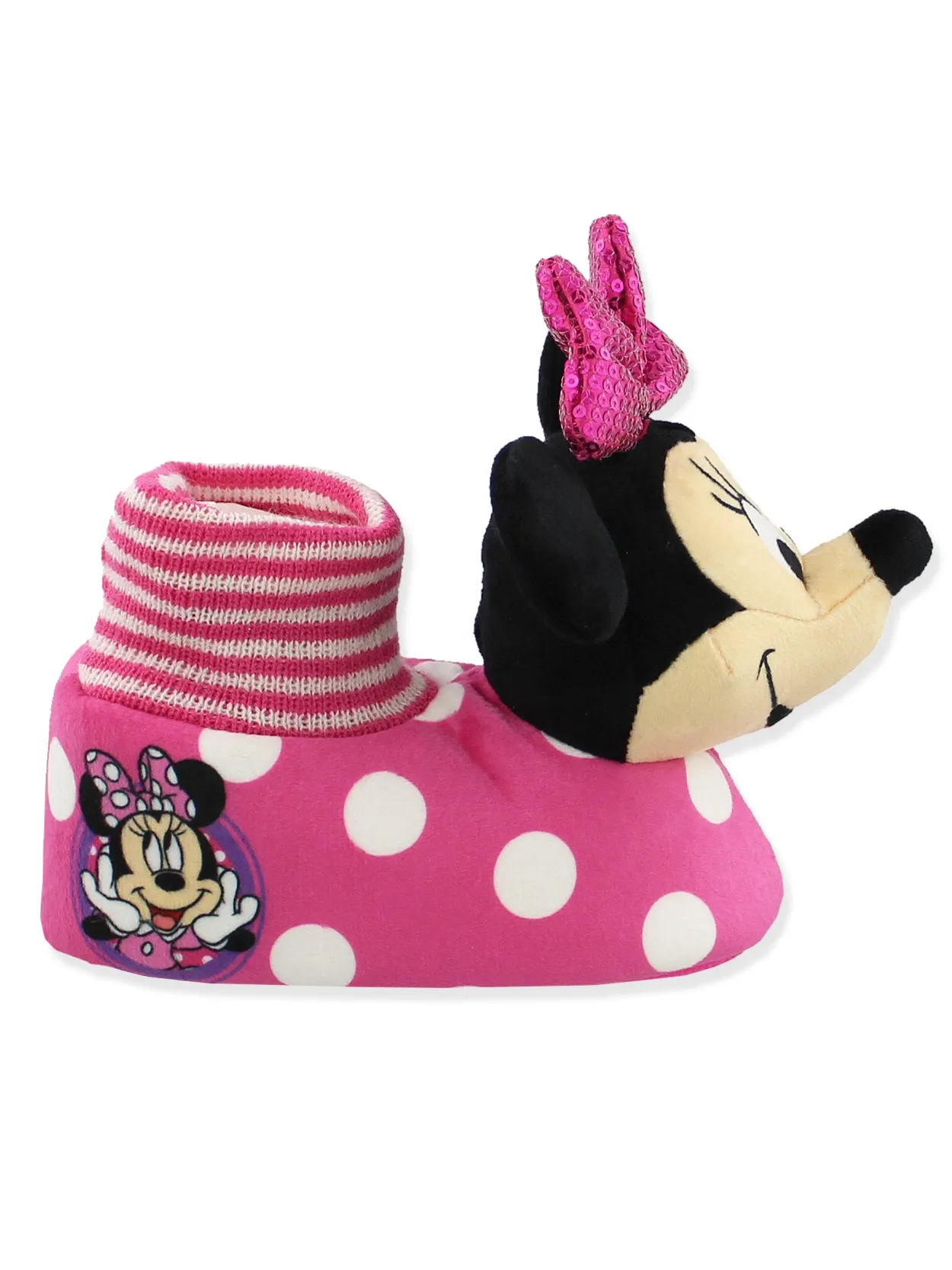 Minnie Mouse Plush 3D Sock Top Slippers