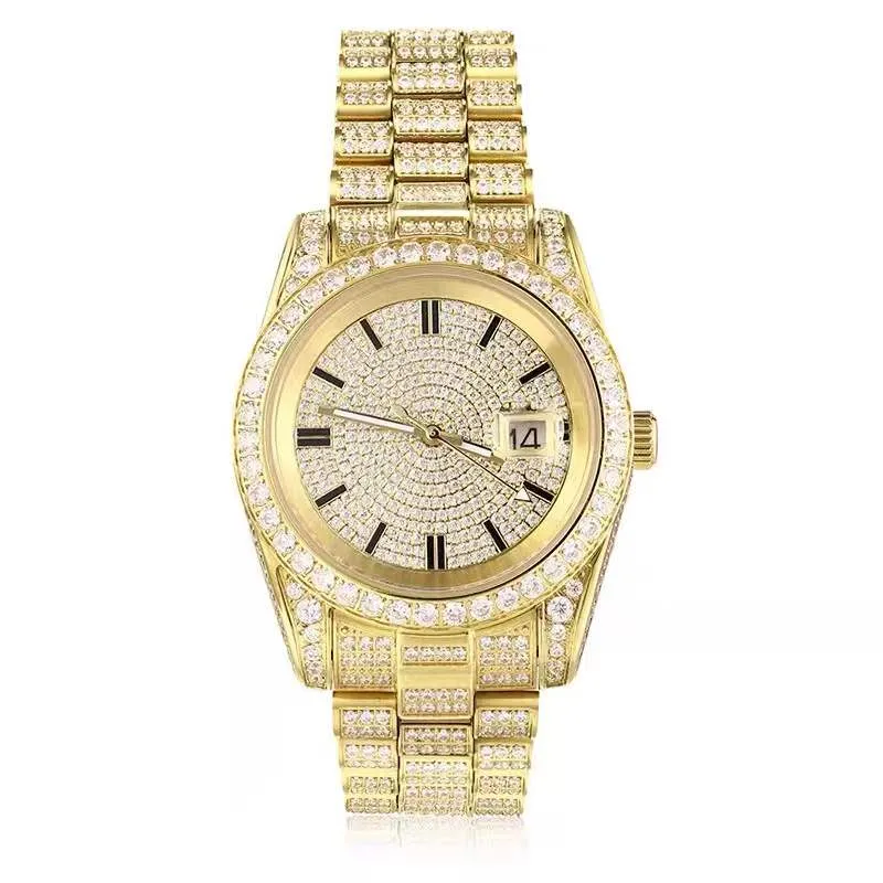 Moissanite Diamond Presidential Watch in 14K Gold - Fully Iced Out