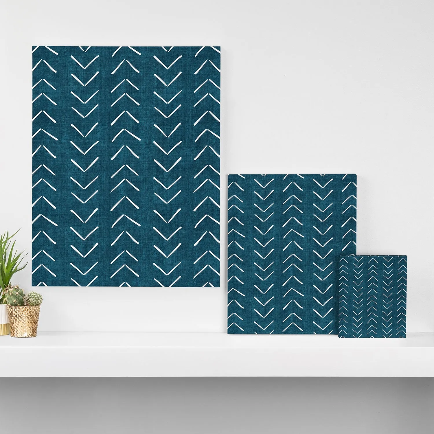 Mud Cloth Big Arrows in Teal Art Canvas