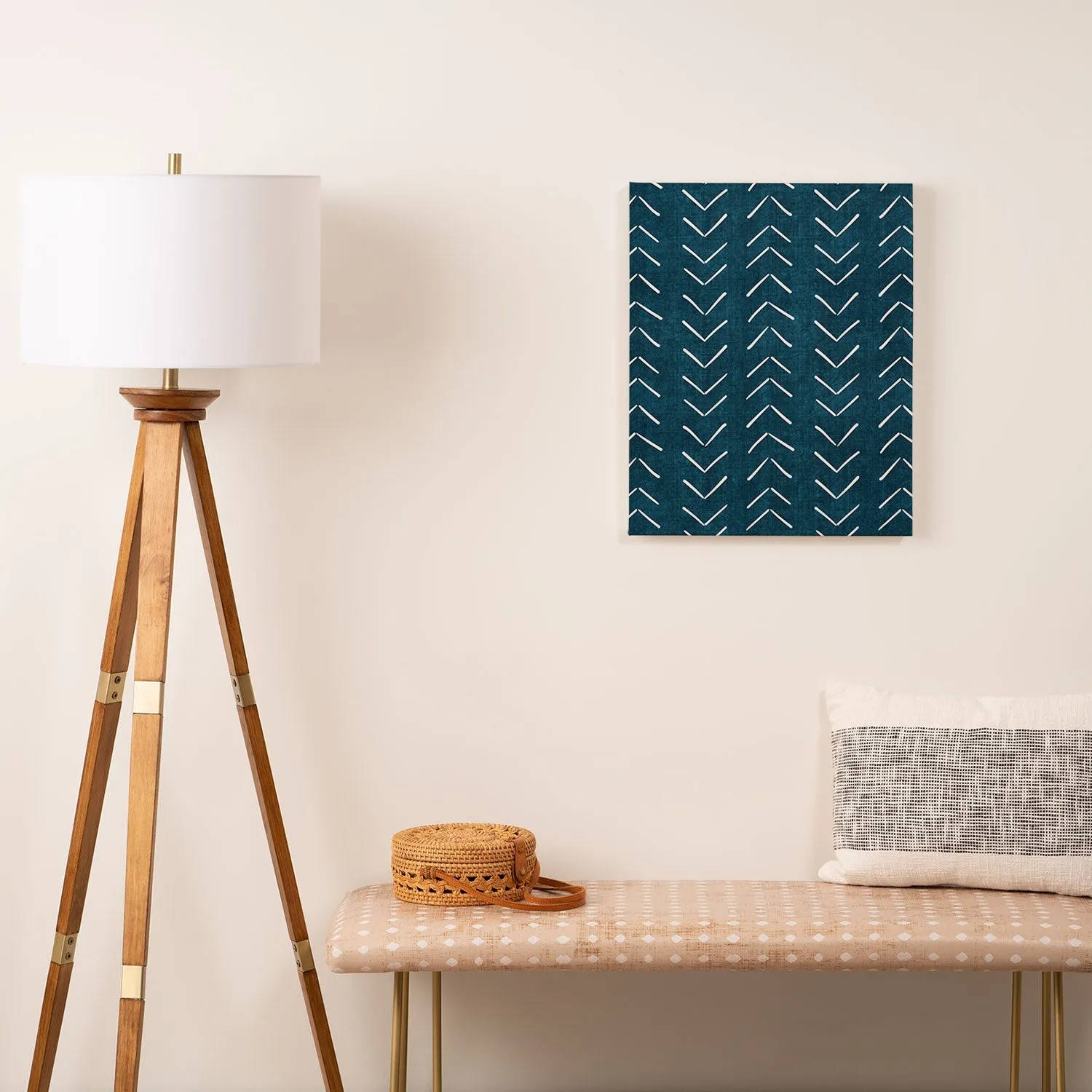 Mud Cloth Big Arrows in Teal Art Canvas