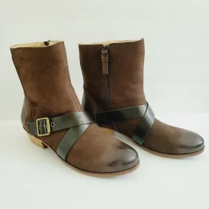 NEW Softwalk Rayne Brown Soft  Leather Pull On Mid Buckle Bootie Size 8.5