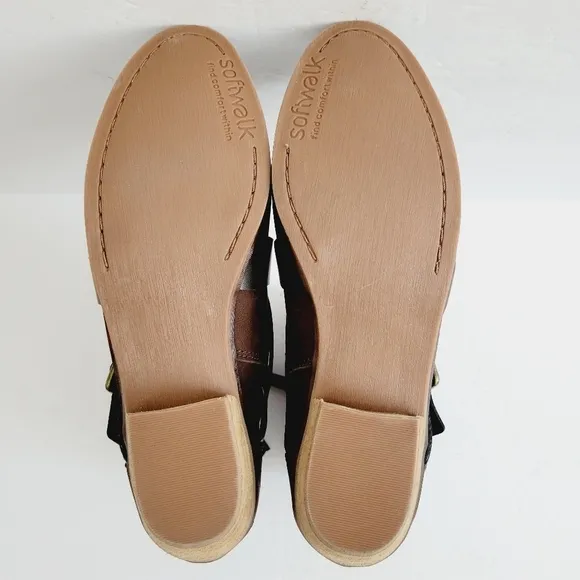NEW Softwalk Rayne Brown Soft  Leather Pull On Mid Buckle Bootie Size 8.5
