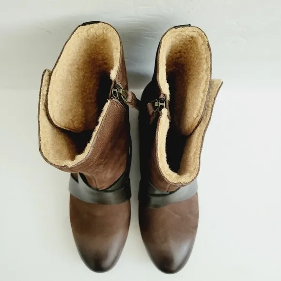 NEW Softwalk Rayne Brown Soft  Leather Pull On Mid Buckle Bootie Size 8.5