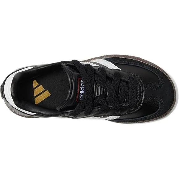 NWT adidas Unisex Big Kid Samba Indoor Sneaker, Black/White/Gum-Size 6