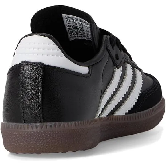NWT adidas Unisex Big Kid Samba Indoor Sneaker, Black/White/Gum-Size 6