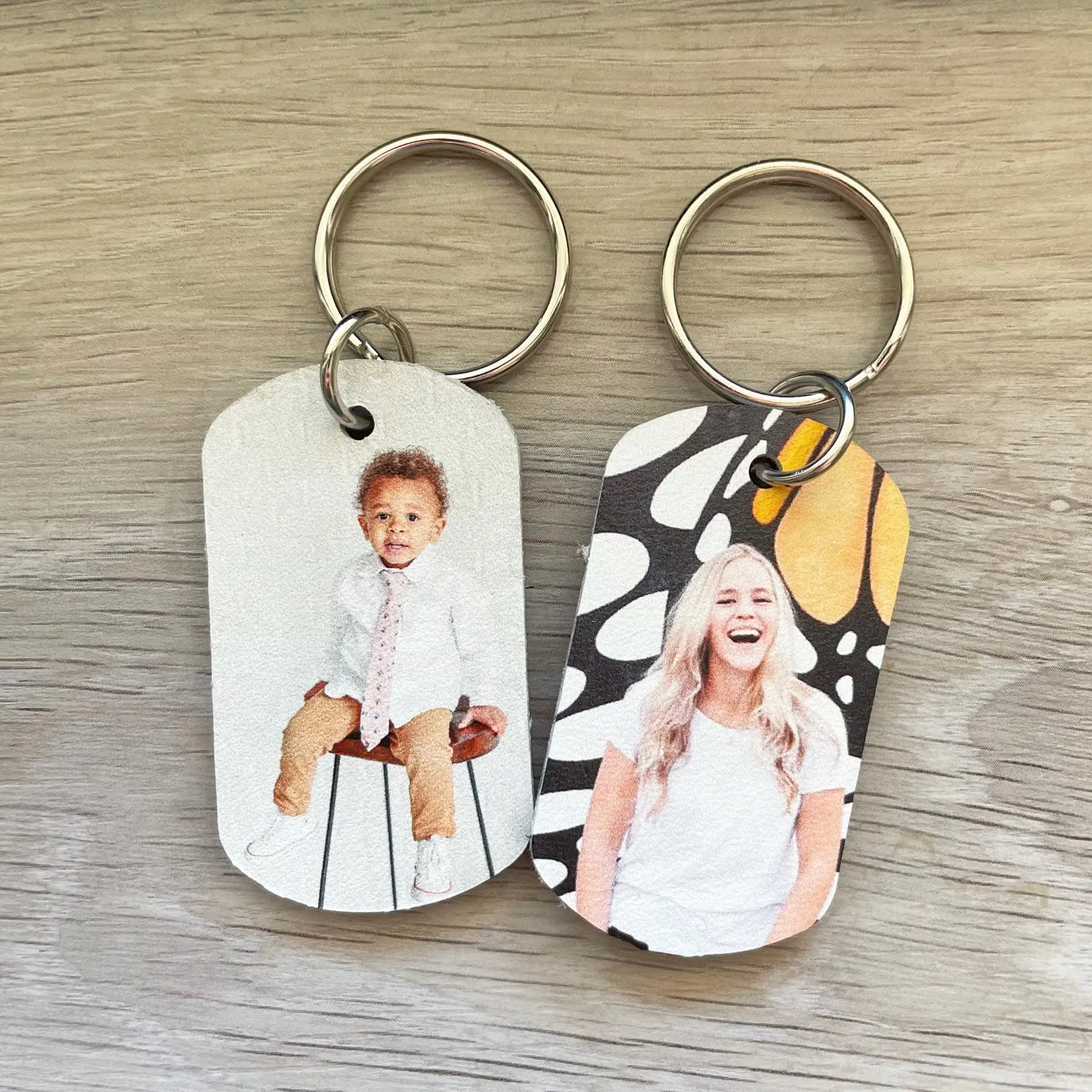 Personalized Photo Leather Keychain - Dog Tag