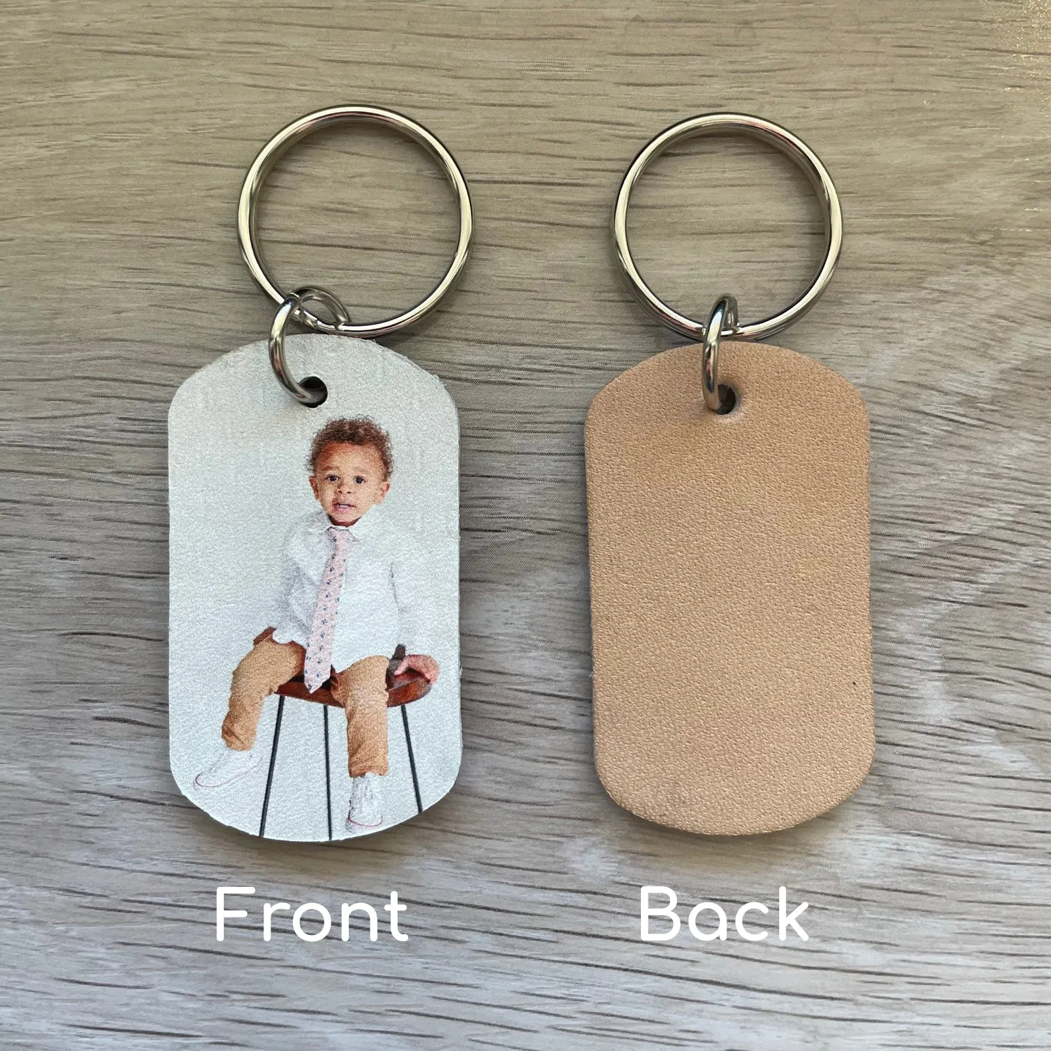 Personalized Photo Leather Keychain - Dog Tag
