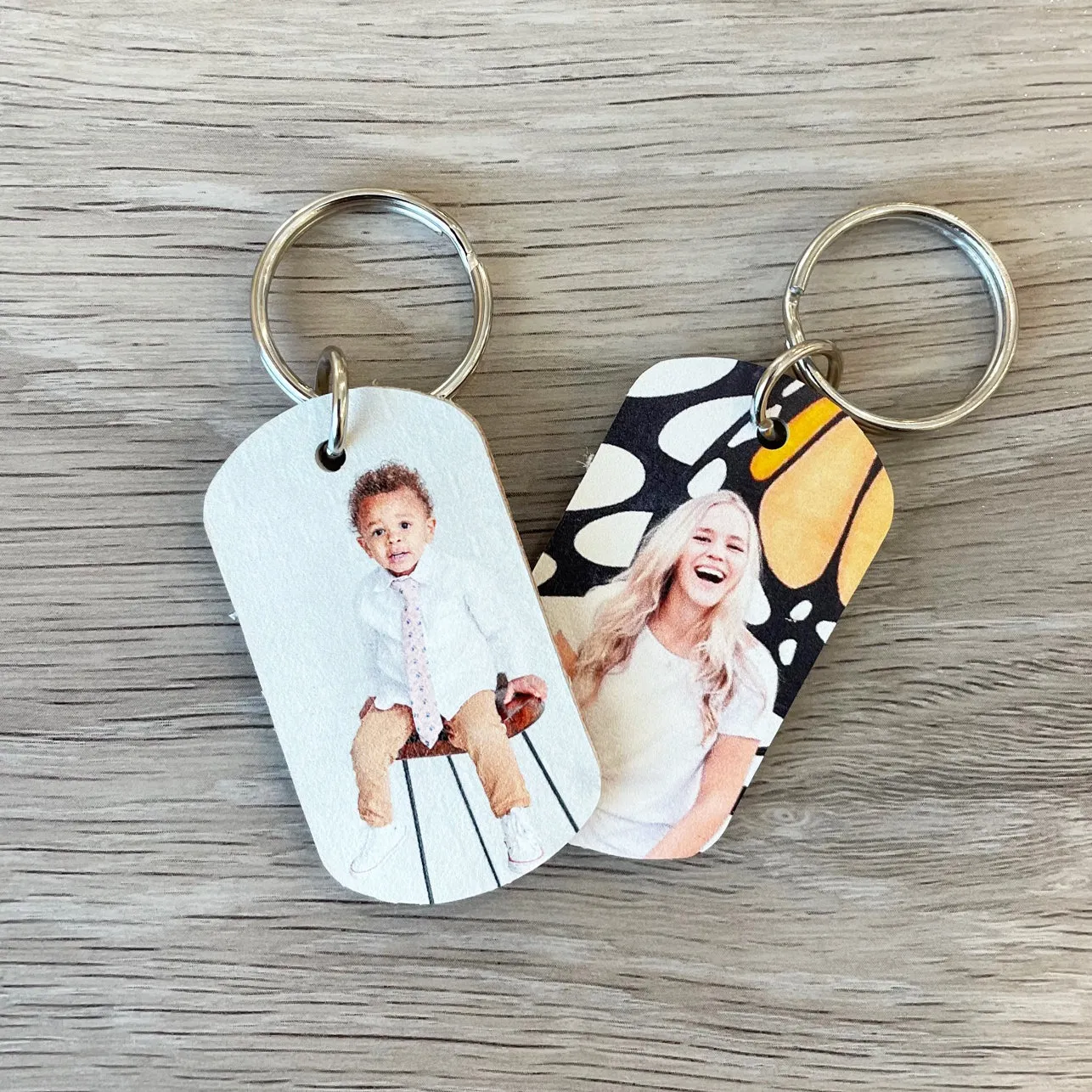 Personalized Photo Leather Keychain - Dog Tag