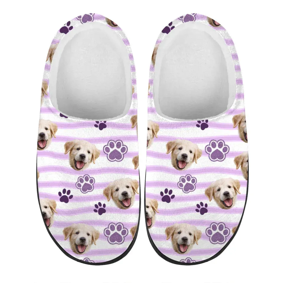 Personalized Photo Pet Slippers, Custom Pet Face Unisex Plush Slippers, Gift For Pet Owners, Pet Lovers