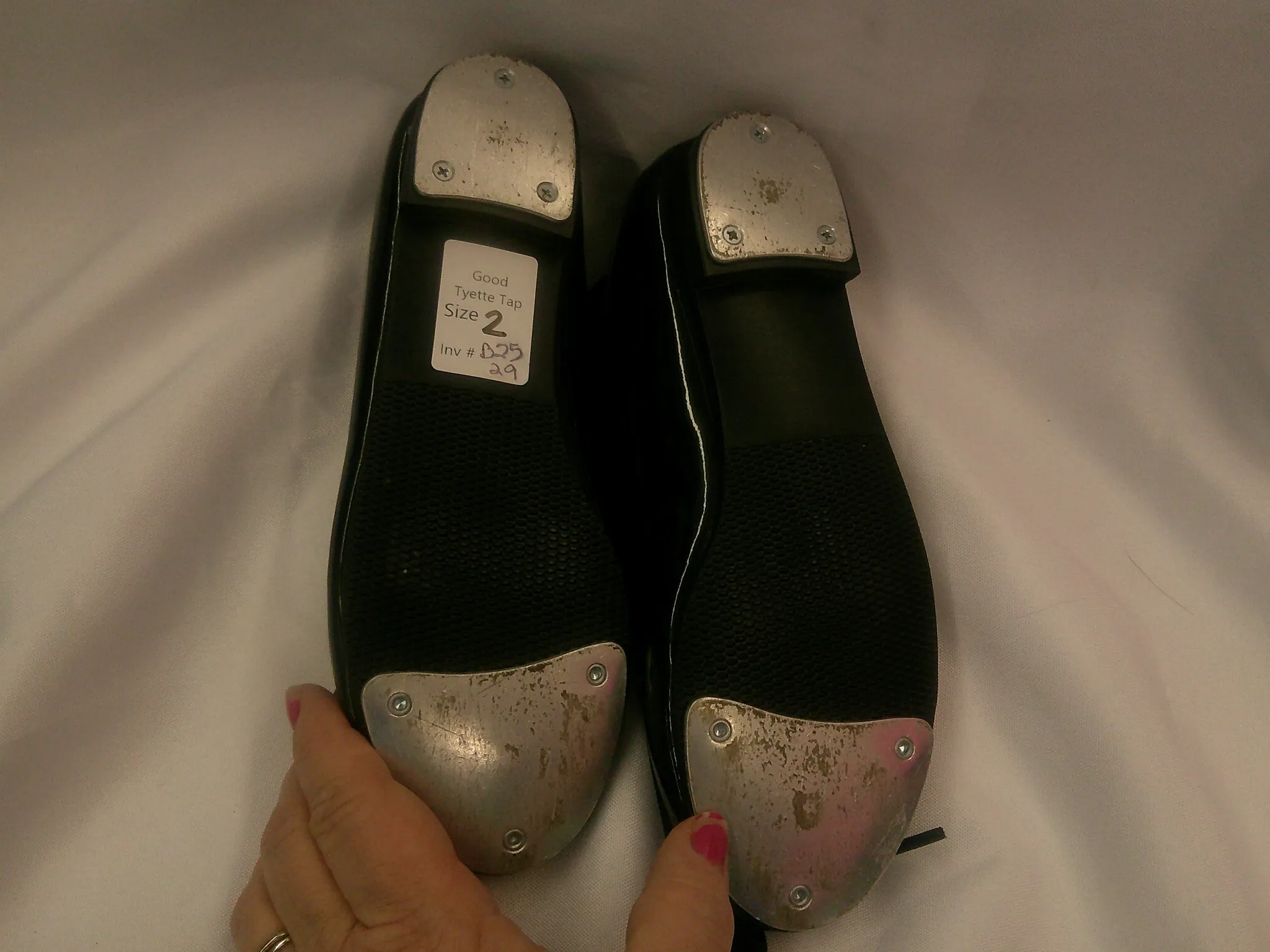 Pre-Owned Tap Shoes Dance Class Big Kid 2M Tyette Leather Ribbon