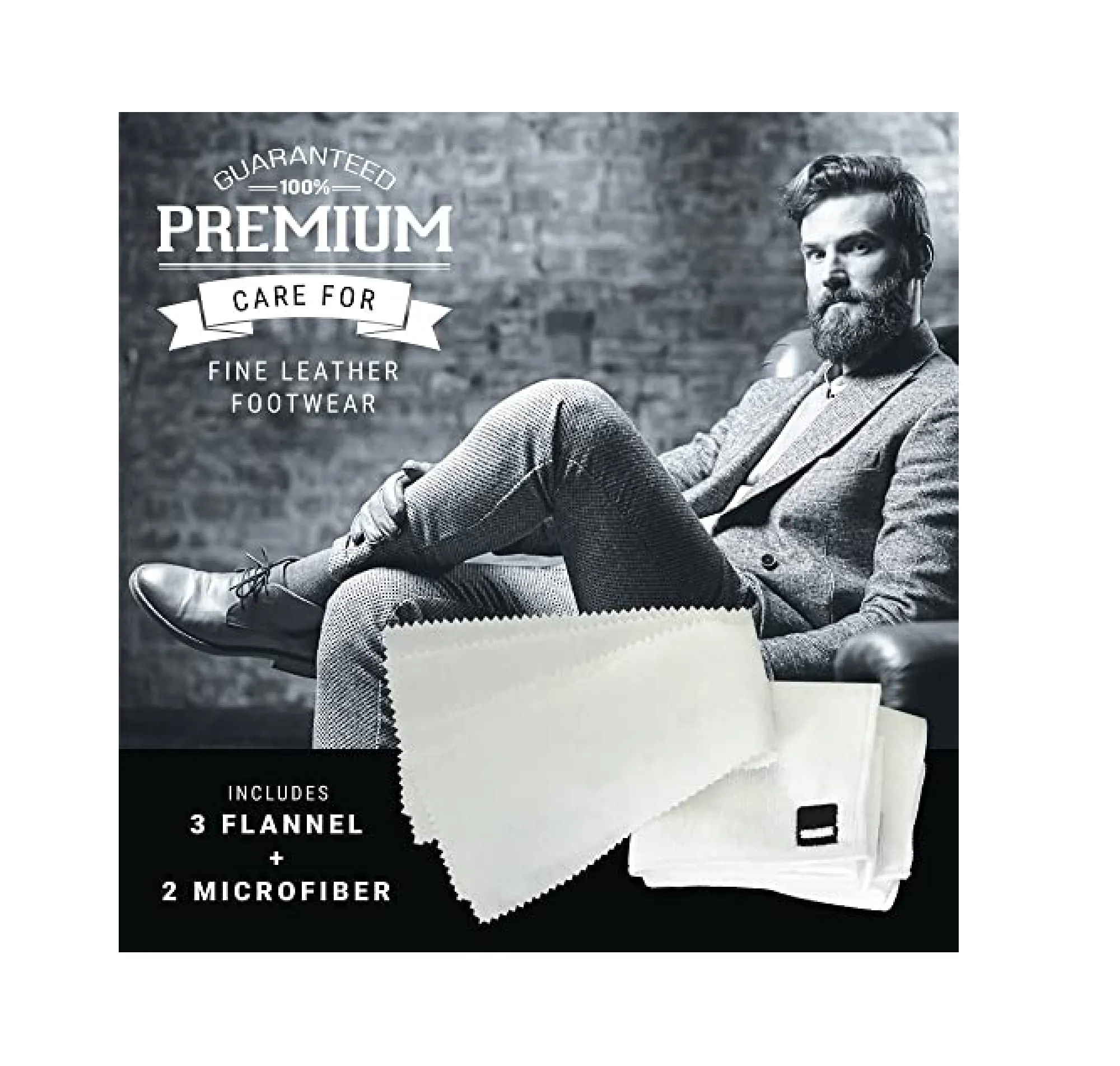 Premium Set Shoe Shining Cloths 3 Flannel & 2 Microfiber Best for Buffing Cleaning & Polishing Leather