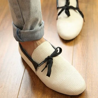 Quality Mens Canvas Casual Lace Slip On Loafer Shoes Moccasins Driving Shoes men flats