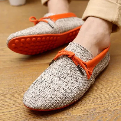 Quality Mens Canvas Casual Lace Slip On Loafer Shoes Moccasins Driving Shoes men flats