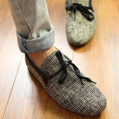 Quality Mens Canvas Casual Lace Slip On Loafer Shoes Moccasins Driving Shoes men flats