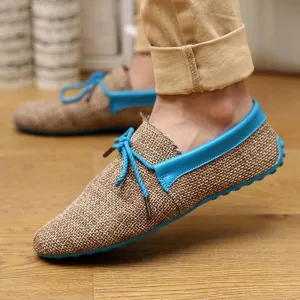 Quality Mens Canvas Casual Lace Slip On Loafer Shoes Moccasins Driving Shoes men flats
