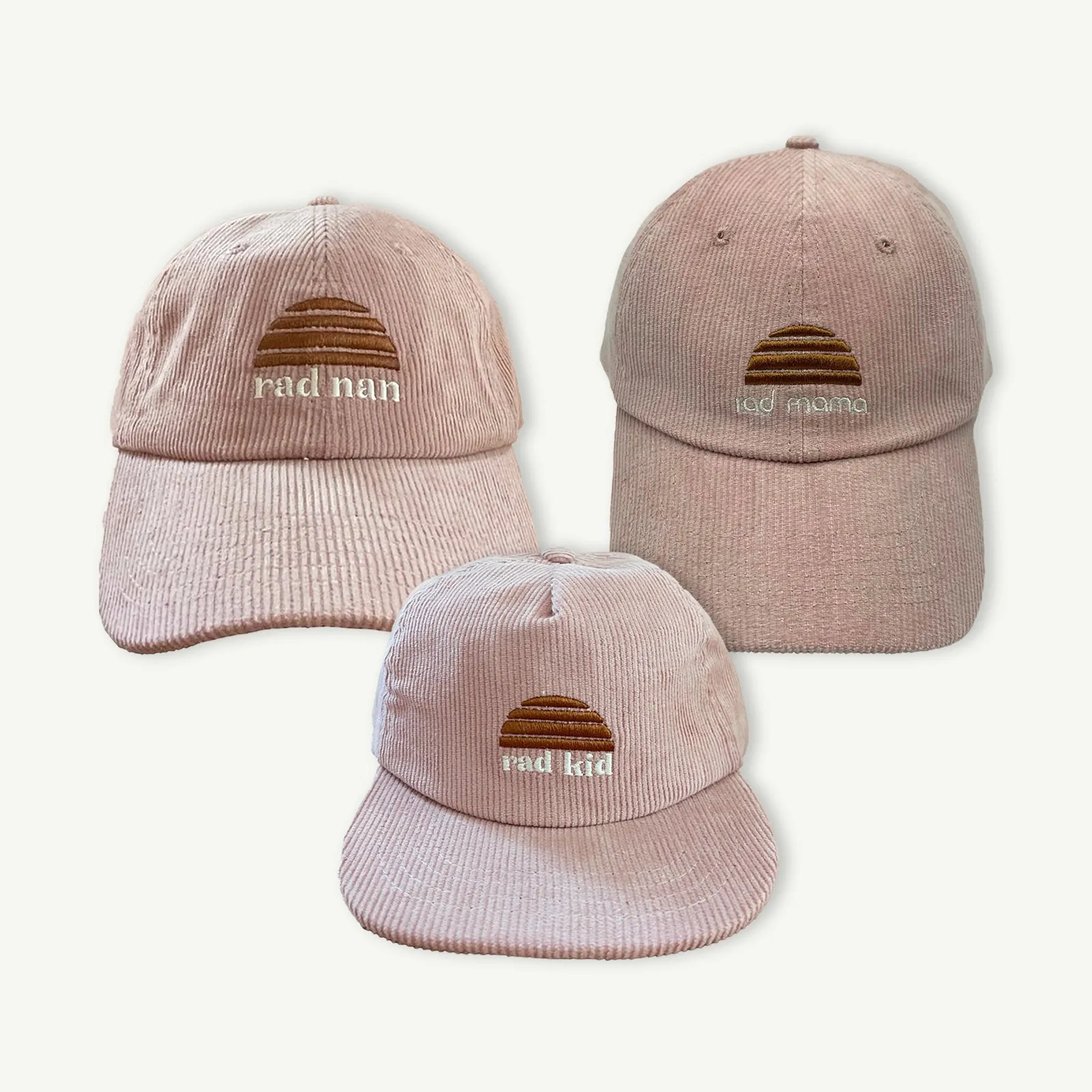 Rad Mama, Rad Nan and Rad Kid Cap Bundle - Mauve