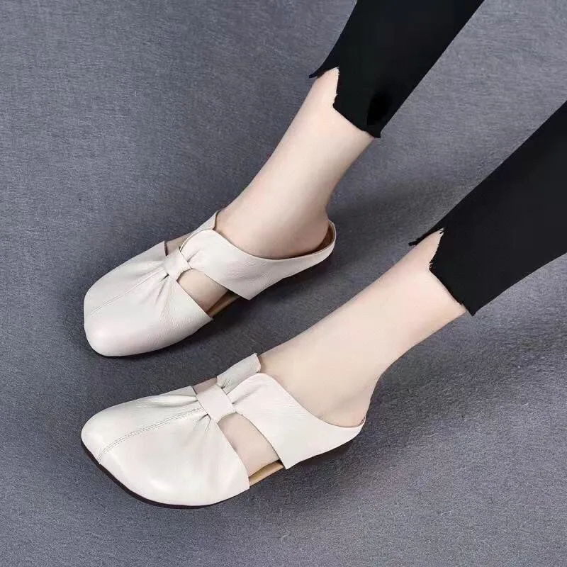 Retro Hollow Out Soft Casual Leather Shoes