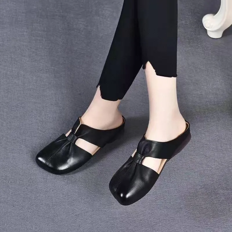 Retro Hollow Out Soft Casual Leather Shoes