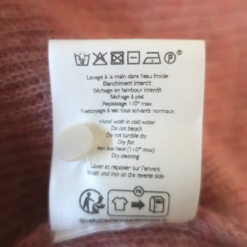 Sezane Gaspard Cardigan Pink Mohair-Alpaca Size Small Crewneck Sweater