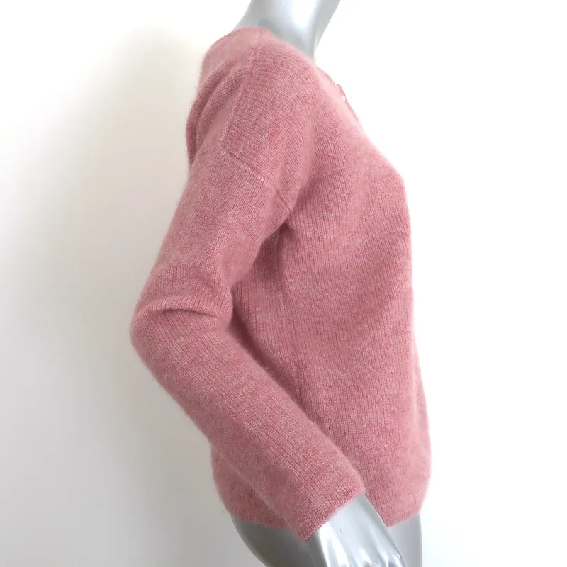 Sezane Gaspard Cardigan Pink Mohair-Alpaca Size Small Crewneck Sweater
