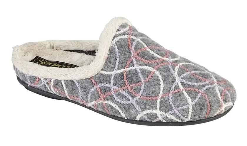 Sleepers LS361F Ladies Patterned Mule Slipper