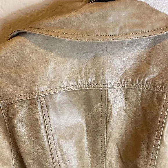 Soia &amp; kyo 100% genuine butter leather jacket belted size 38 double button brown